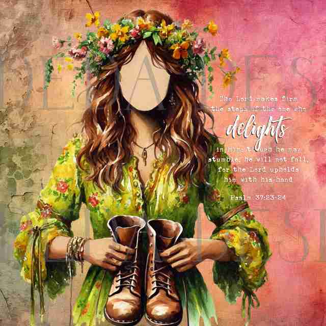 Psalm 37:23-24 Bundle - Girl with Boots - Sublimation, Digital and DTF Printing, Scrapbooking