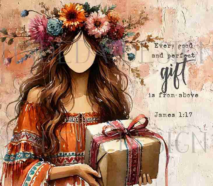 James 1:17 Bundle - Girl with Gift - Sublimation, Digital and DTF Printing, Scrapbooking