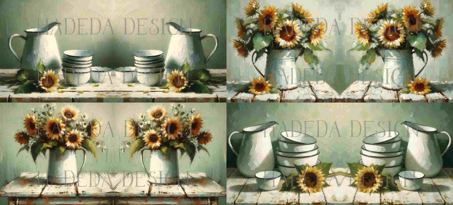 ArtWrap for Mugs Sunflowers and Enamel - Mug Wrap Digital Designs for Sublimation of Standard Mug