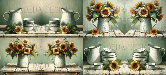 ArtWrap for Mugs Sunflowers and Enamel - Mug Wrap Digital Designs for Sublimation of Standard Mug