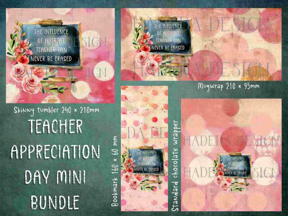 Teacher Appreciation Day Mini Bundle Rose English - Sublimation, Digital and DTF Printing up to A0 Size, Scrapbooking