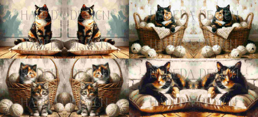 ArtWrap for Mugs Tortoiseshell Cats - Mug Wrap Digital Designs for Sublimation of Standard Mug