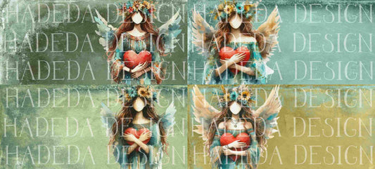 Angels with Heart Turquoise Mugwrap - Sublimation, Digital and DTF Printing