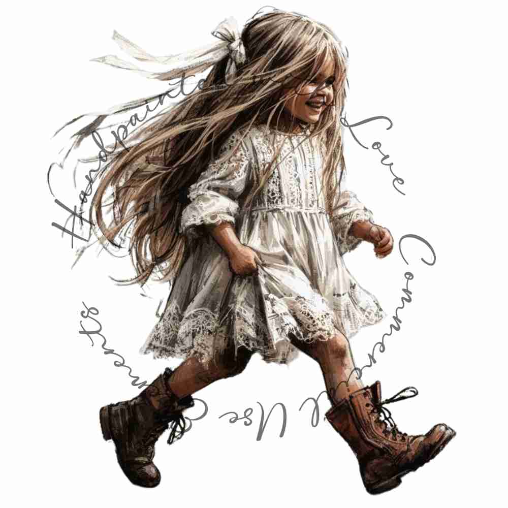 HANDPAINTED WITH LOVE COMMERCIAL USE ELEMENTS - BLONDE GIRL RUNNING