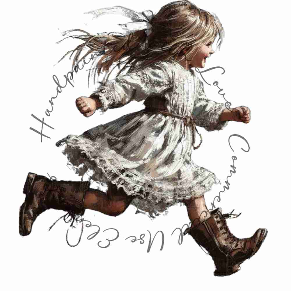 HANDPAINTED WITH LOVE COMMERCIAL USE ELEMENTS - BLONDE GIRL RUNNING