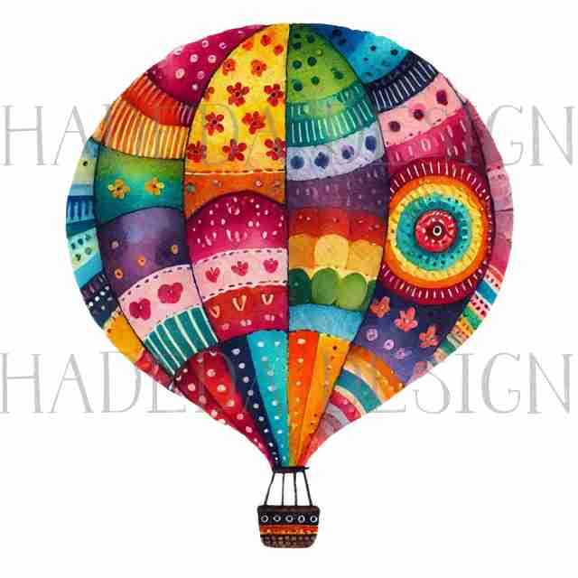 #2025 Whimsical Hot Air Balloon Pngs with Transparent Backgrounds  -  Digital Design Elements for Sublimation, DTF and Printing