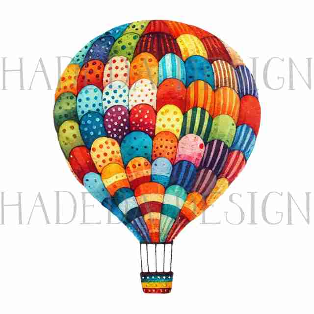 #2025 Whimsical Hot Air Balloon Pngs with Transparent Backgrounds  -  Digital Design Elements for Sublimation, DTF and Printing