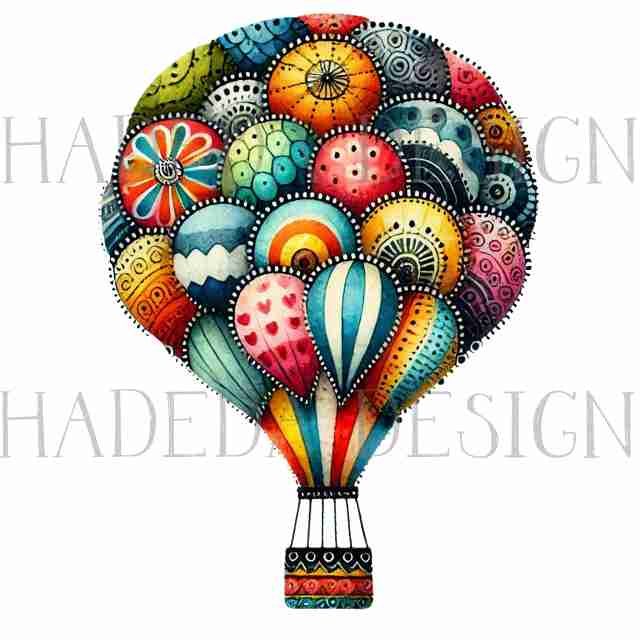 #2025 Whimsical Hot Air Balloon Pngs with Transparent Backgrounds  -  Digital Design Elements for Sublimation, DTF and Printing