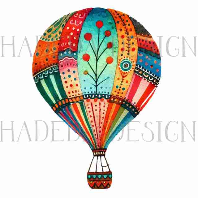 #2025 Whimsical Hot Air Balloon Pngs with Transparent Backgrounds  -  Digital Design Elements for Sublimation, DTF and Printing