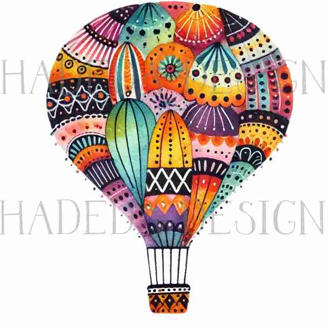 #2025 Whimsical Hot Air Balloon Pngs with Transparent Backgrounds  -  Digital Design Elements for Sublimation, DTF and Printing