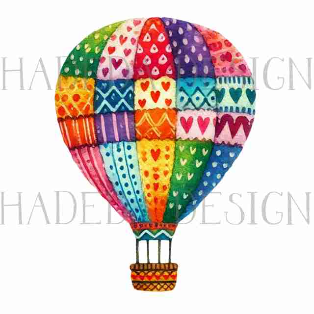 #2025 Whimsical Hot Air Balloon Pngs with Transparent Backgrounds  -  Digital Design Elements for Sublimation, DTF and Printing