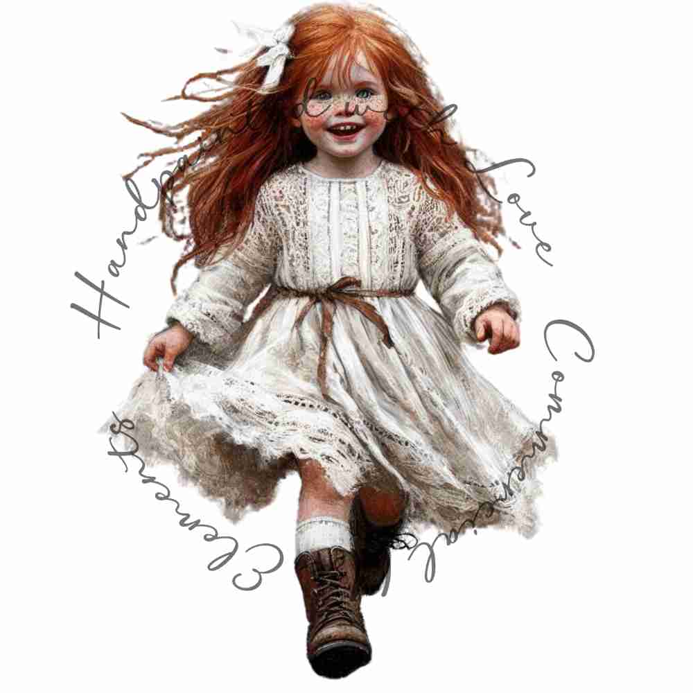 HANDPAINTED WITH LOVE COMMERCIAL USE ELEMENTS - RED HAIRED GIRL RUNNING