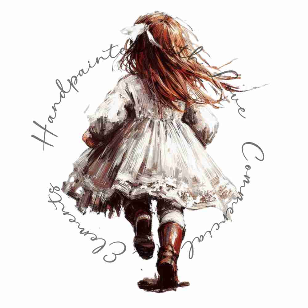 HANDPAINTED WITH LOVE COMMERCIAL USE ELEMENTS - RED HAIRED GIRL RUNNING