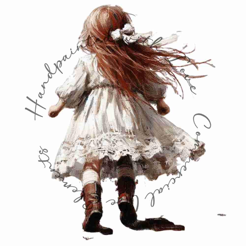 HANDPAINTED WITH LOVE COMMERCIAL USE ELEMENTS - RED HAIRED GIRL RUNNING