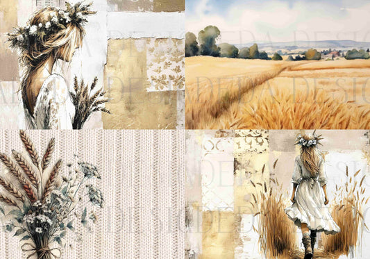 Wheat A0 Sized Digital Designs for Sublimation, Canvas, Scrapbooking Paper, Journaling, Mixed Media