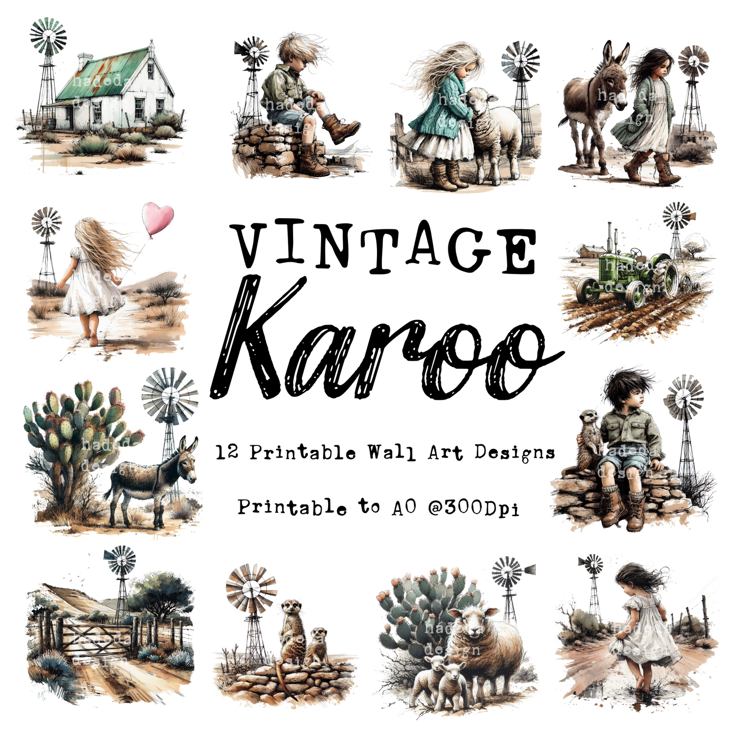 Vintage Karoo Wall Art - Sublimation, Digital and DTF Printing, Scrapbooking, Printable up to A0