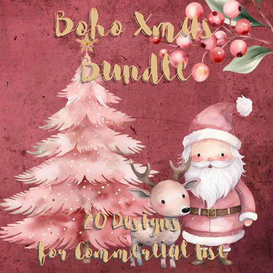 Boho Xmas Bundle - Sublimation, Digital and DTF Printing up to Various Sizes, Scrapbooking, Landscape