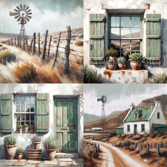 Karoo Scenes Sage Art Block Digital Designs for Sublimation, Canvas, Scrapbooking Paper, Journaling, Mixed Media