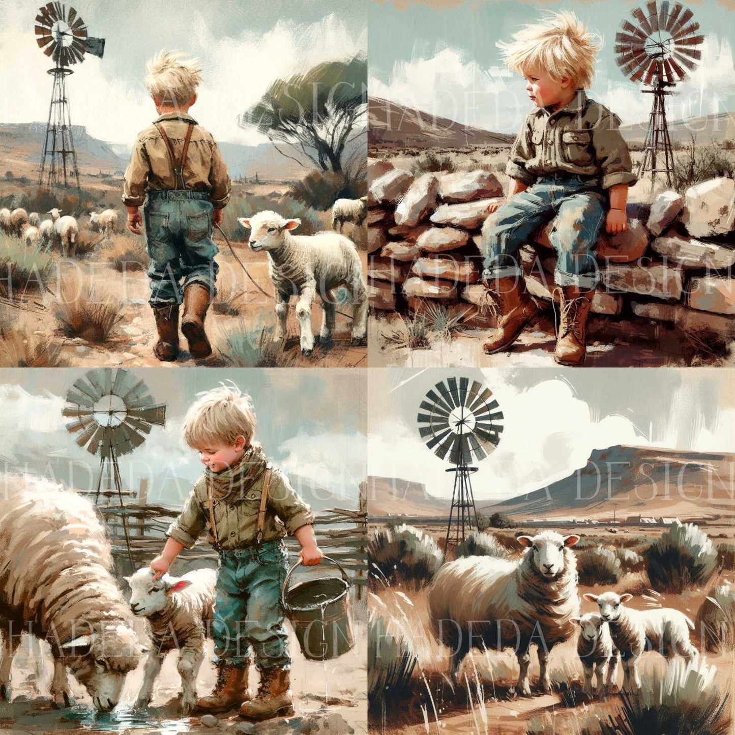 Karoo Boy Art Block Digital Designs for Sublimation, Canvas, Scrapbooking Paper, Journaling, Mixed Media