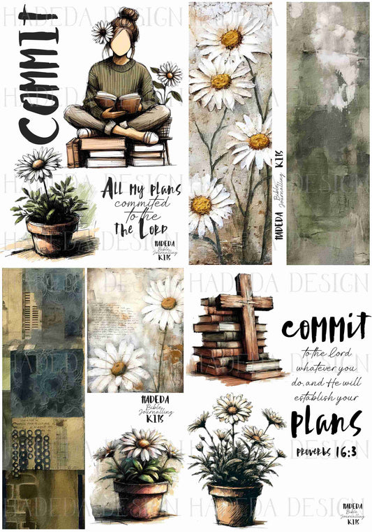 #15 Bible Journaling Printable English Commit - Proverbs 16:3