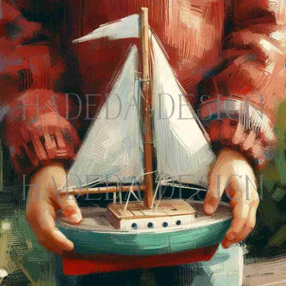 The Boy and the Boat Art Block Digital Designs for Sublimation, Canvas, Scrapbooking Paper, Journaling, Mixed Media