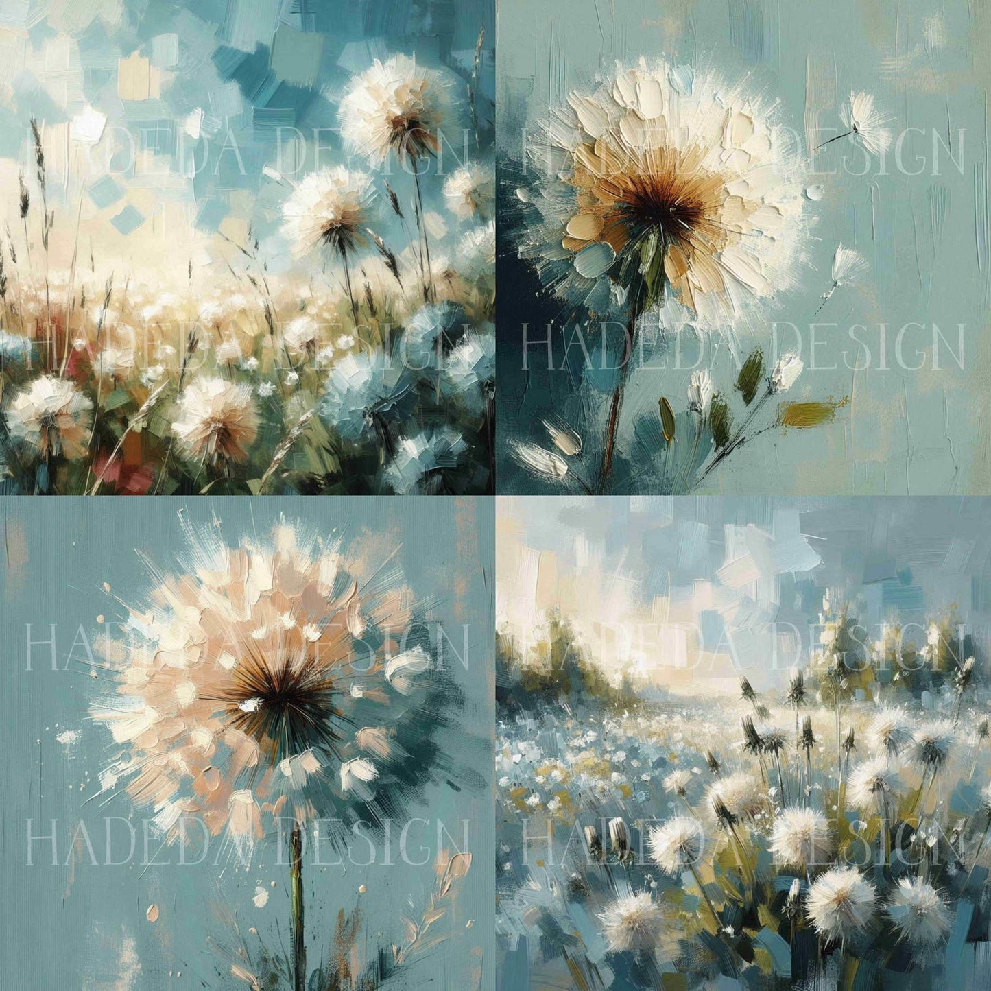 Dandelions Art Block Digital Designs for Sublimation, Canvas, Scrapbooking Paper, Journaling, Mixed Media