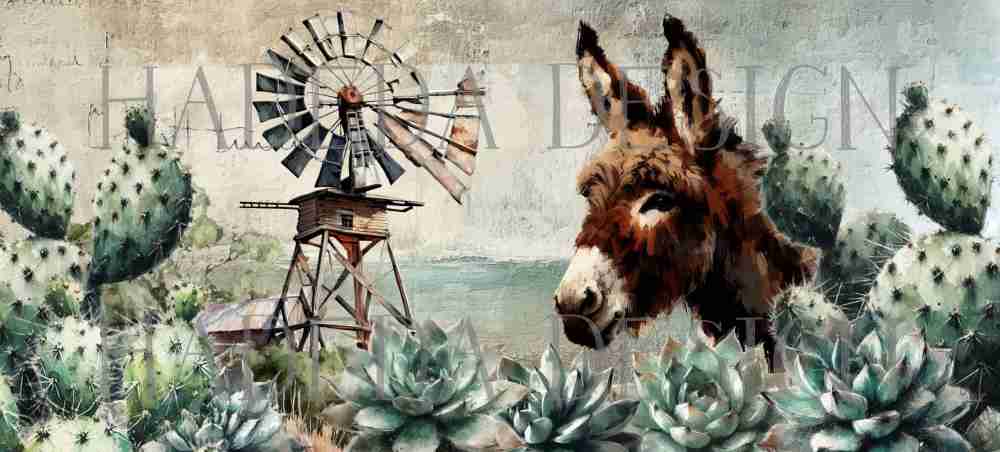 Donkey and Succulents Mugwrap Digital Designs for Sublimation, Canvas, Scrapbooking Paper, Journaling, Mixed Media