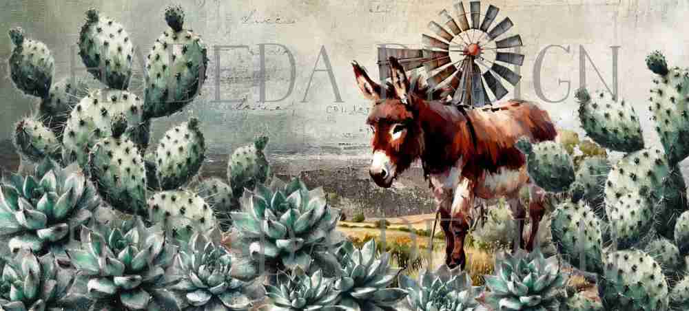 Donkey and Succulents Mugwrap Digital Designs for Sublimation, Canvas, Scrapbooking Paper, Journaling, Mixed Media