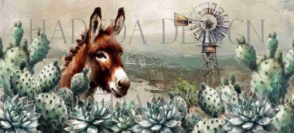 Donkey and Succulents Mugwrap Digital Designs for Sublimation, Canvas, Scrapbooking Paper, Journaling, Mixed Media