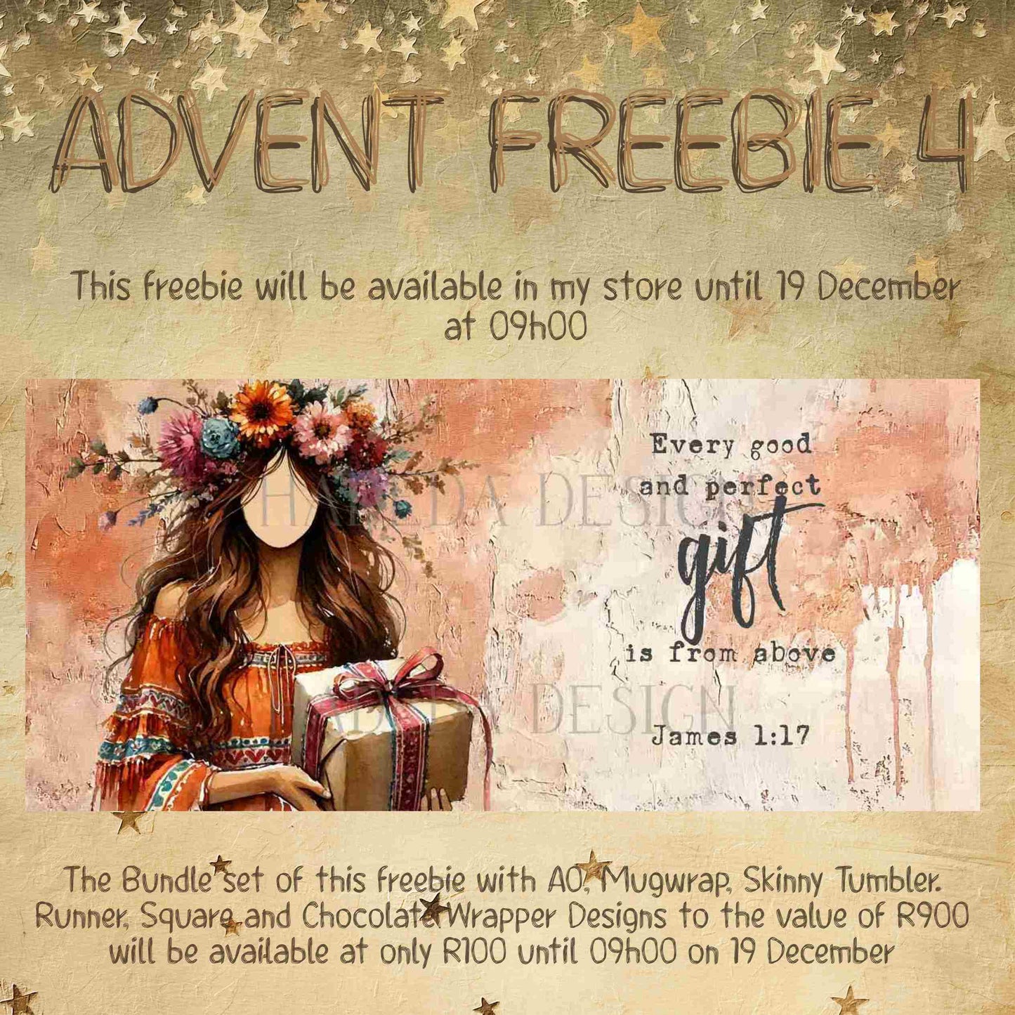 ADVENT FREEBIE 4 - James 1:17 Mugwrap - Girl with Gift - Sublimation, Digital and DTF Printing, Scrapbooking