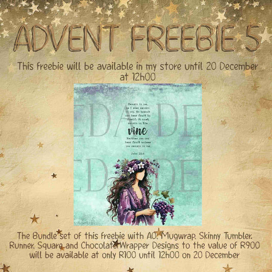 ADVENT FREEBIE 5 - John 15:4 Chocolate Slab Wrapper - Girl with Vine - Sublimation, Digital and DTF Printing, Scrapbooking