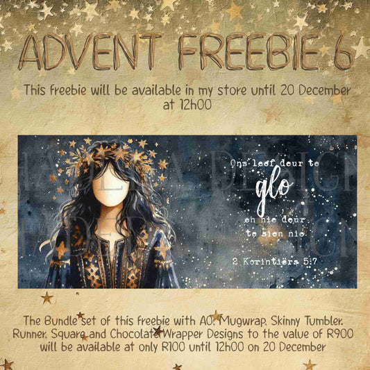 ADVENT FREEBIE 6 - 2 Corinthians 5:7 Mugwrap - Girl with Stars - Sublimation, Digital and DTF Printing, Scrapbooking