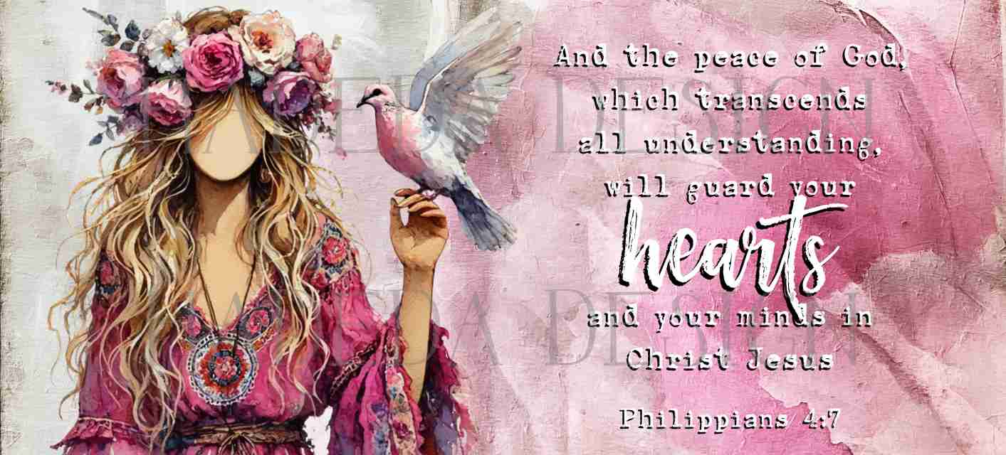 ADVENT FREEBIE 1 - Philippians 4:7 Mugwrap English - Girl with a Dove - Sublimation, Digital and DTF Printing, Scrapbooking (Copy)