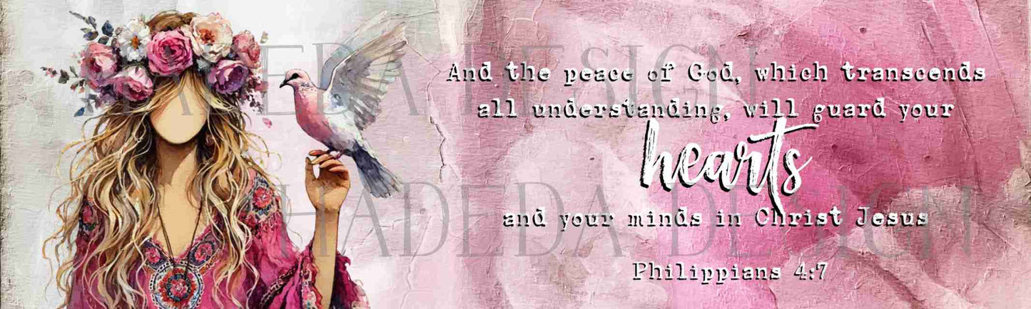 Philippians 4:7 Bundle - Girl with a Dove - Sublimation, Digital and DTF Printing, Scrapbooking