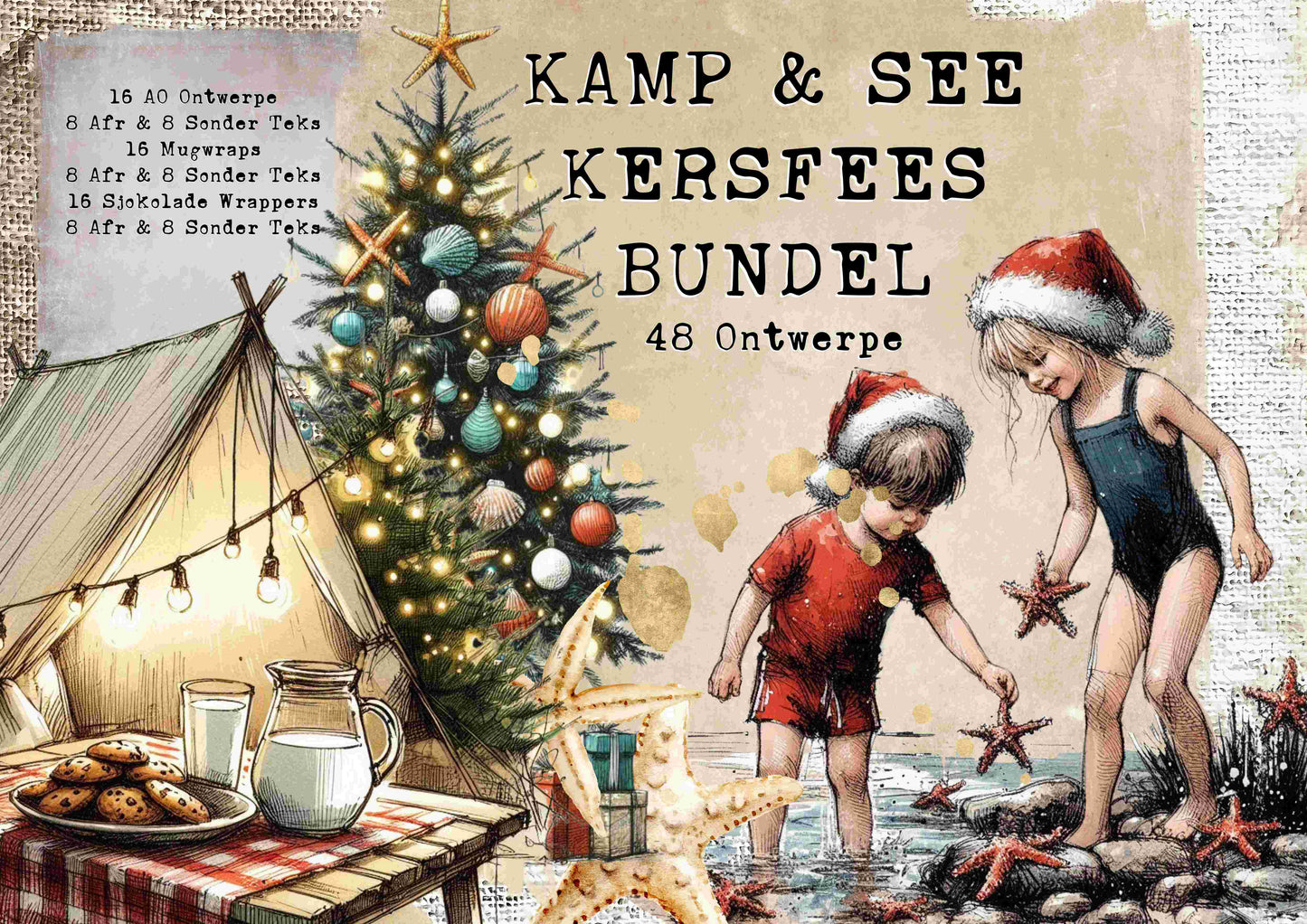 Kamp en See Kersfees Afrikaans Bundel Digital Designs for Sublimation, Canvas, Scrapbooking Paper, Journaling, Mixed Media