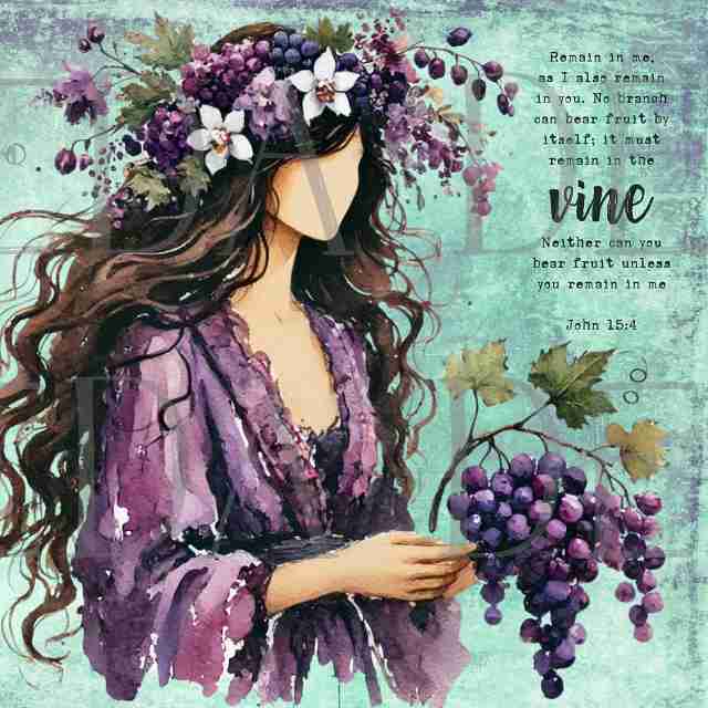 John 15:4 Bundle - Girl with Vine - Sublimation, Digital and DTF Printing, Scrapbooking