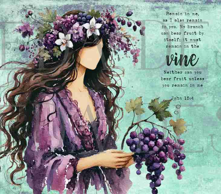 John 15:4 Bundle - Girl with Vine - Sublimation, Digital and DTF Printing, Scrapbooking